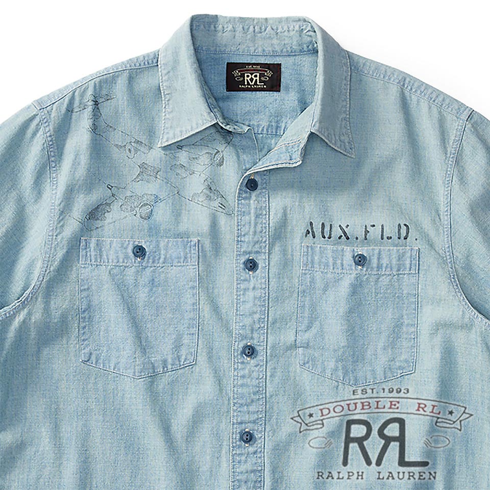 RRL／ダブルアールエル : インディゴプラッドコットンシャツ／Slim Cotton Chambray Shirt [スリムフィット／日本製